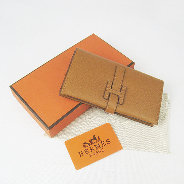 Hermes H015 Calf Leather Wallet Light Coffee Bag